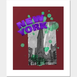 New York Drip - Purple/Teal Posters and Art